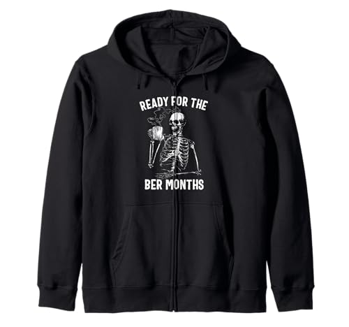 Herren Ready for The Ber Months Skelett Drinking Coffee Kapuzenjacke von Skeleton Coffee Co.