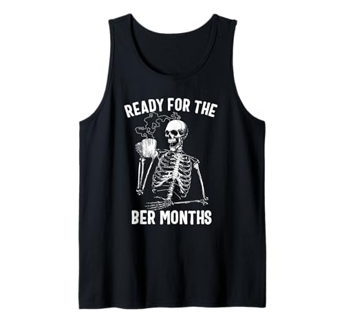 Herren Ready for The Ber Months Skelett Drinking Coffee Tank Top von Skeleton Coffee Co.