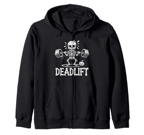 Kreuzheben Skelett Gewichtheben Lustig Gym Halloween Männer Jungen Kapuzenjacke von Skeleton Deadlift Gym Workout Fitness Powerlifting