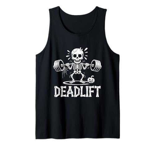 Kreuzheben Skelett Gewichtheben Lustig Gym Halloween Männer Jungen Tank Top von Skeleton Deadlift Gym Workout Fitness Powerlifting