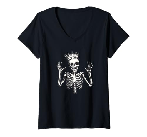 Damen Bone King mit einem Hauch Majestät für Kingdom und Royal Fans T-Shirt mit V-Ausschnitt Damen Bone King mit einem Hauch Majestät für Kingdom und Royal Fans T-Shirt mit V-Ausschnitt von Skeleton King