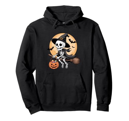 Skelett Hexenhut Kürbis Halloween Kostüm Herren Damen Kinder Pullover Hoodie von Skeleton Lover Halloween Party Wear