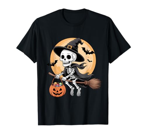 Skelett Hexenhut Kürbis Halloween Kostüm Herren Damen Kinder T-Shirt von Skeleton Lover Halloween Party Wear