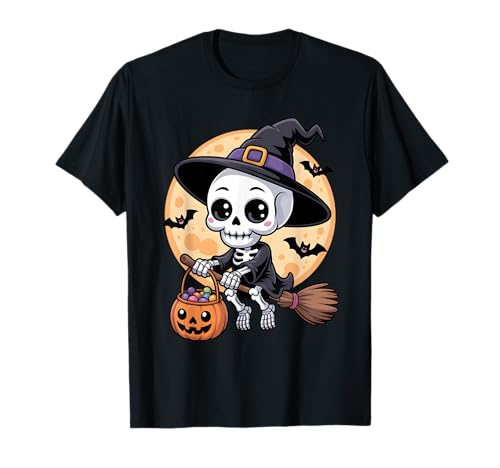 Skelett Hexenhut Kürbis Halloween Kostüm Herren Damen Kinder T-Shirt von Skeleton Lover Halloween Party Wear