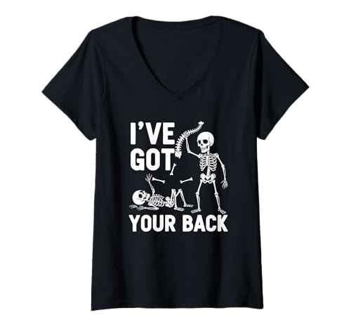 Damen Halloween Skelette Ive Got Your Back Kostüm Herren Damen Kinder T-Shirt mit V-Ausschnitt von Skeleton Themed Halloween Outfits Men Women Kids