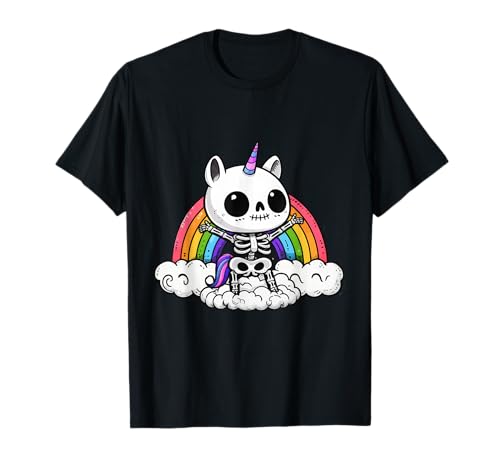 Lustiges Skelett Einhorn Liebhaber Gruseliges Halloween Kostüm Mädchen T-Shirt von Skeleton Unicorn Halloween Co.