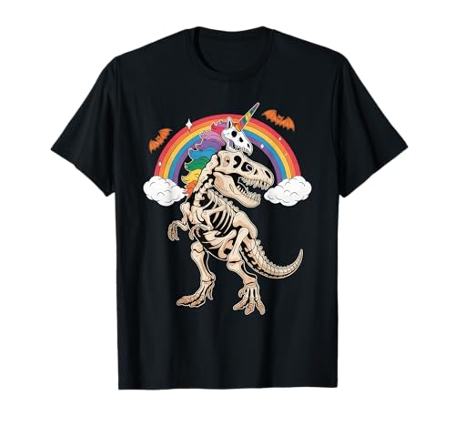 Skelett Einhorn Reiten Dinosaurier T Rex Halloween Junge Mädchen T-Shirt Skelett Einhorn Reiten Dinosaurier T Rex Halloween Junge Mädchen T-Shirt von Skeleton Unicorn Halloween Co.