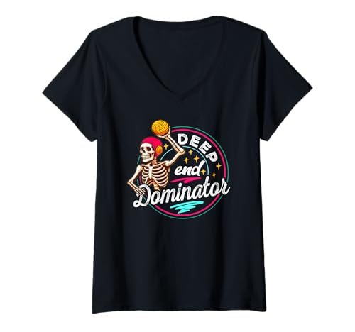 Damen Wasserball, Harter aggressiver Spieler, Deep End Dominator T-Shirt mit V-Ausschnitt Damen Wasserball, Harter aggressiver Spieler, Deep End Dominator T-Shirt mit V-Ausschnitt von Skeleton Water Polo Retro Deep End Dominator