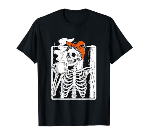 Halloween Kaffee Trinken Skelett chaotisch brötchen Frauen mädchen T-Shirt Halloween Kaffee Trinken Skelett chaotisch brötchen Frauen mädchen T-Shirt von Skeleton halloween Coffee