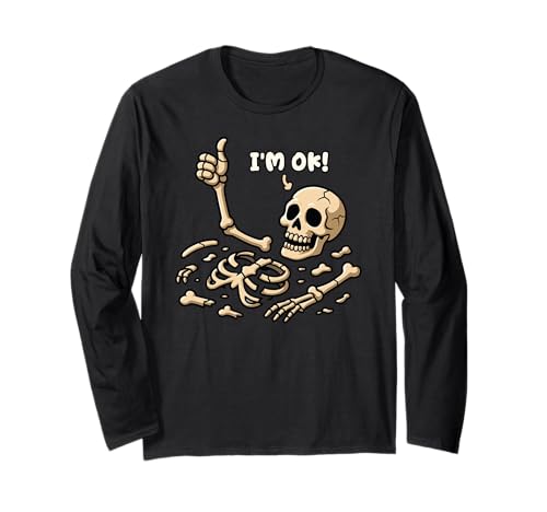 Lustiges Skelett Halloween I'm Ok Meme Humor Männer Frauen Langarmshirt Lustiges Skelett Halloween I'm Ok Meme Humor Männer Frauen Langarmshirt von SkeletonAxis1