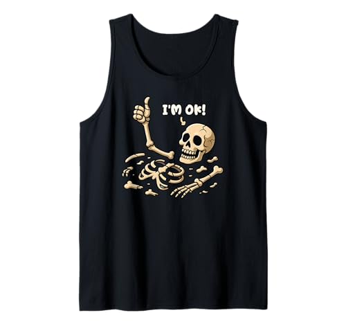Lustiges Skelett Halloween I'm Ok Meme Humor Männer Frauen Tank Top von SkeletonAxis1