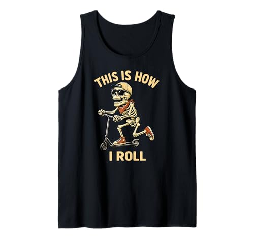 Skelett Halloween Scooter This is How I Roll Boys Girls Tank Top von SkeletonAxis1