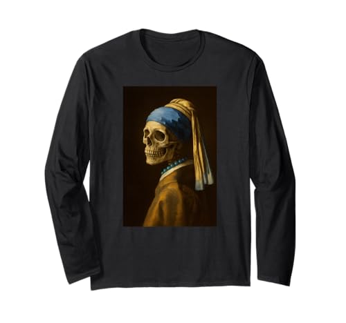 Skelett Malerei Mädchen Perle Ohrring Halloween Männer Frauen Langarmshirt von SkeletonAxis1