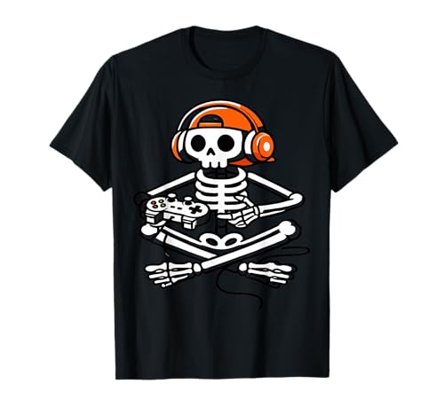 Lustiges Skelett spielt Videospiel Jungen Herren Kinder T-Shirt von Skeleton Gamer Video Gaming