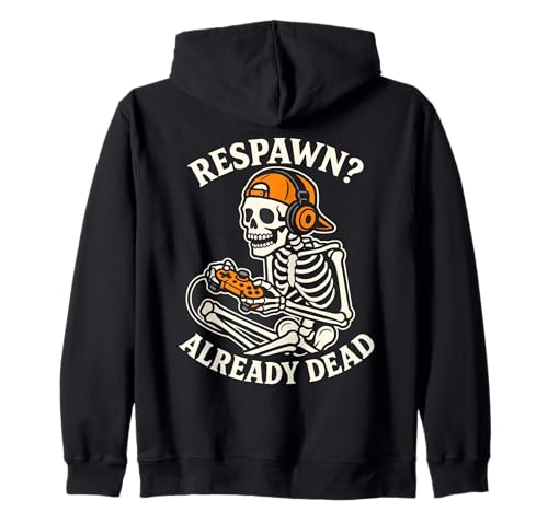 Skelett Gamer Kopfhörer Controller Halloween Herren Damen Kapuzenjacke von Skelett Gaming Kopfhörer Retro Gamer Vibes