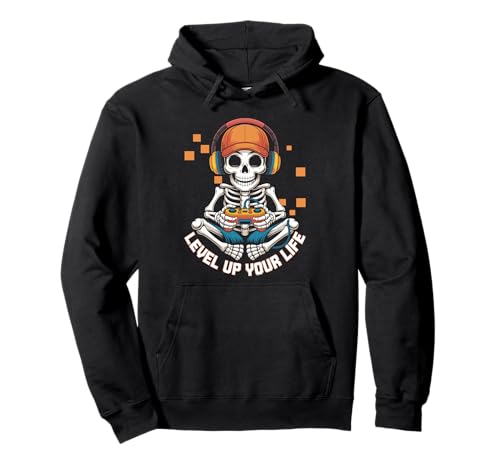 Skelett Gamer Level Up Your Life Quit Funny Halloween Männer Pullover Hoodie Skelett Gamer Level Up Your Life Quit Funny Halloween Männer Pullover Hoodie von Skelett Gaming Kopfhörer Retro Gamer Vibes