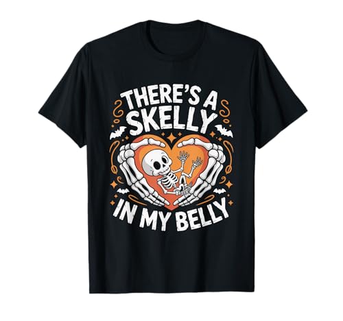 There Skelly In My Belly Skelett Frauen Halloween Schwangerschaft T-Shirt There Skelly In My Belly Skelett Frauen Halloween Schwangerschaft T-Shirt von Skelly In My Belly Pregnant Halloween Announcement