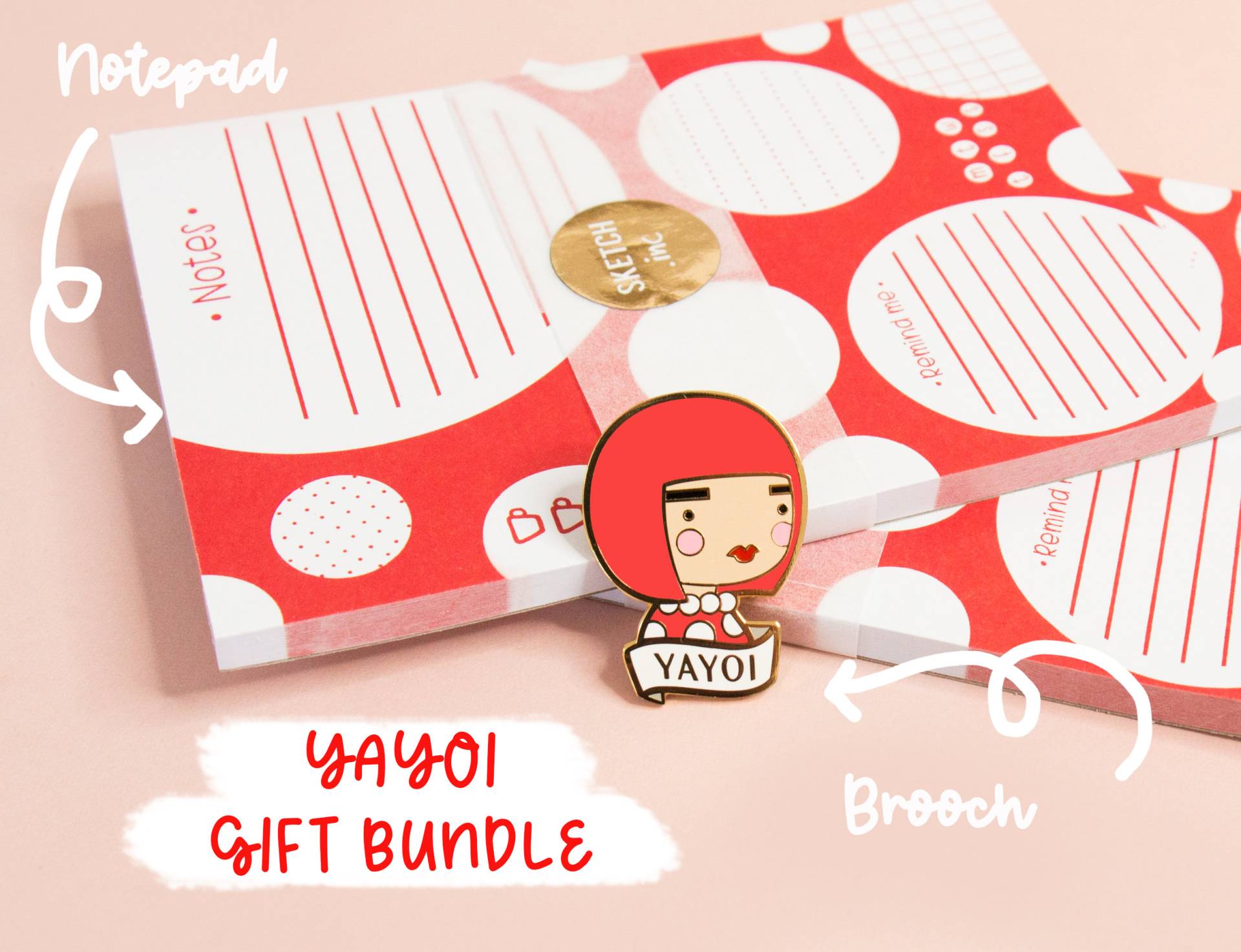 Yayoi Geschenk Bundle - Brosche Und Notizblock Zum Geburtstag Für Künstler von SketchInc