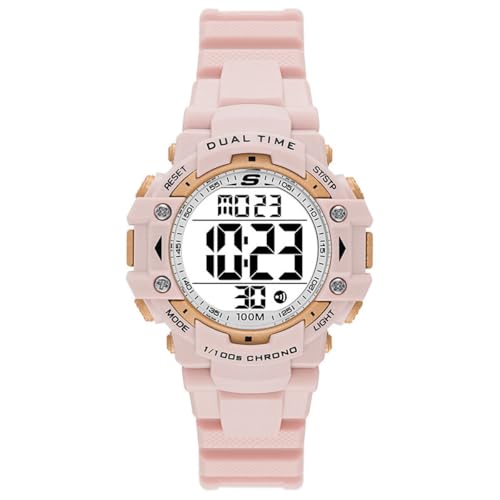 Skechers Uhr für Damen Rossmoor, Digitales Uhrwerk, 38mm Rosa Polyurethan Gehäuse mit einem Polyurethan Armband, SR2117 Skechers Uhr für Damen Rossmoor, Digitales Uhrwerk, 38mm Rosa Polyurethan Gehäuse mit einem Polyurethan Armband, SR2117 von Skechers