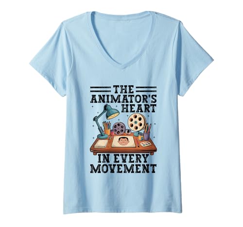Damen Animationsanimation "The Animator's Heart In Every Movement" T-Shirt mit V-Ausschnitt Damen Animationsanimation "The Animator's Heart In Every Movement" T-Shirt mit V-Ausschnitt von Sketching Animation Gifts For Drawing Animators