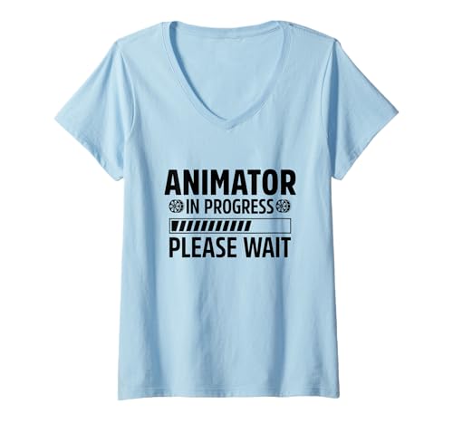 Damen Animator in Bearbeitung Bitte warten Animation Zeichnen Animieren T-Shirt mit V-Ausschnitt Damen Animator in Bearbeitung Bitte warten Animation Zeichnen Animieren T-Shirt mit V-Ausschnitt von Sketching Animation Gifts For Drawing Animators