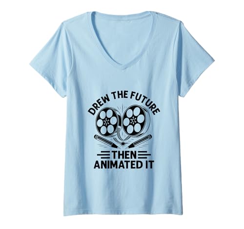 Damen Die Zukunft gezeichnet und dann animiert Animation Draw Animate T-Shirt mit V-Ausschnitt Damen Die Zukunft gezeichnet und dann animiert Animation Draw Animate T-Shirt mit V-Ausschnitt von Sketching Animation Gifts For Drawing Animators