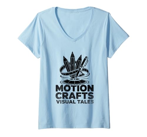 Damen Motion Crafts Visual Tales Animation Zeichnen Sketch Animate T-Shirt mit V-Ausschnitt Damen Motion Crafts Visual Tales Animation Zeichnen Sketch Animate T-Shirt mit V-Ausschnitt von Sketching Animation Gifts For Drawing Animators