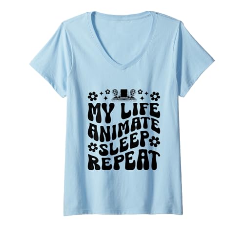 Damen My Life Animate Sleep Repeat Animation Zeichnen Sketch Animate T-Shirt mit V-Ausschnitt Damen My Life Animate Sleep Repeat Animation Zeichnen Sketch Animate T-Shirt mit V-Ausschnitt von Sketching Animation Gifts For Drawing Animators