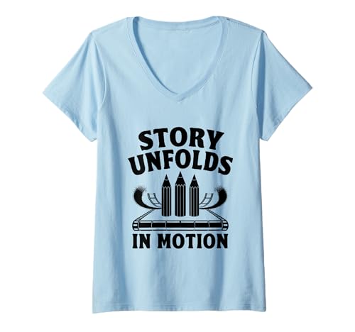 Damen Story Unfolds In Motion Animation Zeichnen Sketch Animate T-Shirt mit V-Ausschnitt Damen Story Unfolds In Motion Animation Zeichnen Sketch Animate T-Shirt mit V-Ausschnitt von Sketching Animation Gifts For Drawing Animators