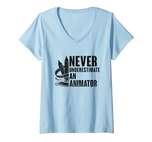 Damen Unterschätze niemals einen Animator | Animation | Draw Animate T-Shirt mit V-Ausschnitt Damen Unterschätze niemals einen Animator | Animation | Draw Animate T-Shirt mit V-Ausschnitt von Sketching Animation Gifts For Drawing Animators