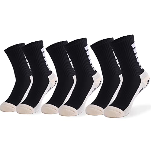 Skexiod Fußballsocken Herren Damen 3 Paar SportSocken Stoppersocken Elastische Atmungsaktiv Sneaker Socken für Fußball,Tennis,Yoga,Basketball,Wandern,Marathons,OutdoorSport von Skexiod