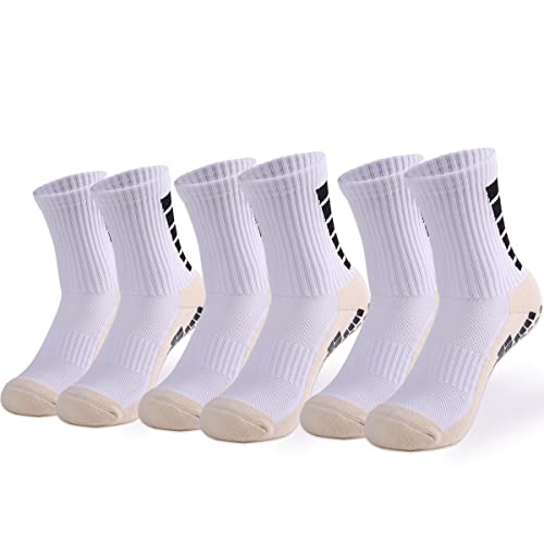 Skexiod Fußballsocken Herren Damen 3 Paar SportSocken Stoppersocken Elastische Atmungsaktiv Sneaker Socken für Fußball,Tennis,Yoga,Basketball,Wandern,Marathons,OutdoorSport von Skexiod