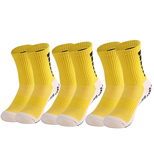 Skexiod Fußballsocken Herren Damen 3 Paar SportSocken Stoppersocken Elastische Atmungsaktiv Sneaker Socken für Fußball,Tennis,Yoga,Basketball,Wandern,Marathons,OutdoorSport von Skexiod