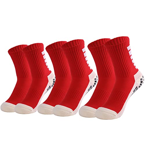 Skexiod Fußballsocken Herren Damen 3 Paar SportSocken Stoppersocken Elastische Atmungsaktiv Sneaker Socken für Fußball,Tennis,Yoga,Basketball,Wandern,Marathons,OutdoorSport von Skexiod