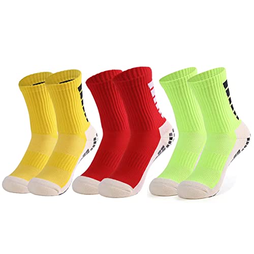 Skexiod Fußballsocken Herren Damen 3 Paar SportSocken Stoppersocken Elastische Atmungsaktiv Sneaker Socken für Fußball,Tennis,Yoga,Basketball,Wandern,Marathons,OutdoorSport von Skexiod