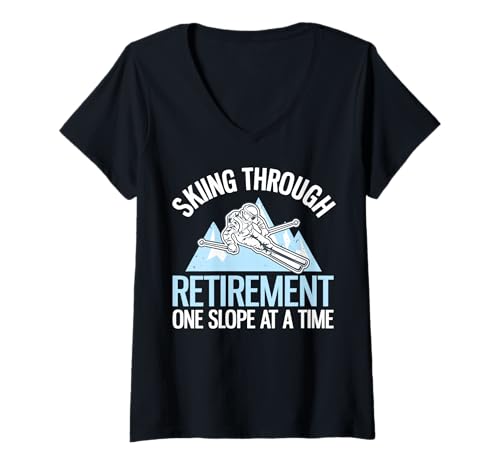Damen Skifahren durch den Ruhestand eine Piste nach dem Anderen T-Shirt mit V-Ausschnitt Damen Skifahren durch den Ruhestand eine Piste nach dem Anderen T-Shirt mit V-Ausschnitt von Ski You Later Funny Alpine Skiing Designs