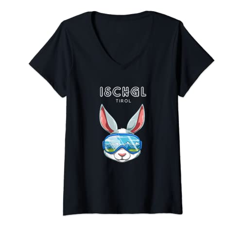 Damen Ischgl Tirol Österreich Retro Ski Hase T-Shirt mit V-Ausschnitt Damen Ischgl Tirol Österreich Retro Ski Hase T-Shirt mit V-Ausschnitt von Ski und Snowboard Ischgl Tirol Hase