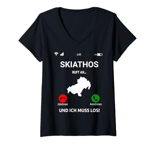 Damen Skiathos Ruft An Griechenland Insel Urlaub Reise T-Shirt mit V-Ausschnitt Damen Skiathos Ruft An Griechenland Insel Urlaub Reise T-Shirt mit V-Ausschnitt von Skiathos Urlaub Bekleidung & Geschenkideen