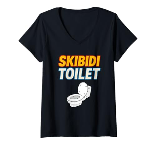 Damen Skibidi Toiletten-Rizzler Meme Kids Teens Gamers T-Shirt mit V-Ausschnitt Damen Skibidi Toiletten-Rizzler Meme Kids Teens Gamers T-Shirt mit V-Ausschnitt von Skibidi Toilet Giga Core Collective