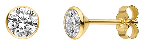 1 Gold Ohrstecker 2,5 mm Goldschmiedearbeit aus Deutschland (Gelbgold 585) Zirkonia Stein im Brillantschliff - 14 Karat Herren Damen von Skielka Designschmuck