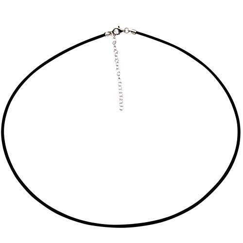 Skielka Designschmuck 2 mm Kautschuk Collier Goldschmiedequalität aus Deutschland (Sterling Silber 925) Kautschuk Band mit Verlängerung von Skielka Designschmuck