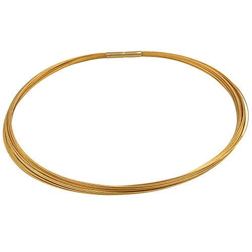 Collier - Goldschmiedearbeit made in Germany - (Edelstahl hochwertig vergoldet) Collier aus 30 Litzen - Edelstahl Kette aus 30 Drähten - mehrreihige Halskette Halsreifen Damenkette von Skielka Designschmuck