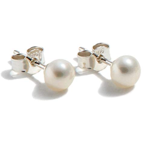 Perlen Ohrstecker Goldschmiedearbeit - AAAA Spitzenqualität Naturweiß ungebleicht (Sterling Silber 925) von Skielka Designschmuck