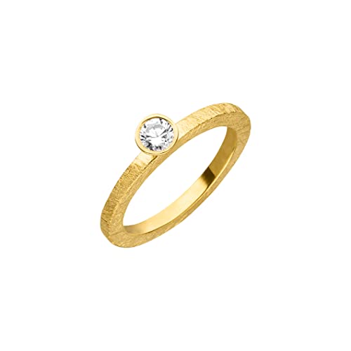 Ring mit Zirkonia Stein hochwertige Goldschmiedearbeit (Sterlingsilber 925, vergoldet) Zirkoniaring, Vorsteckring, Damen Ring, Partnerring, Beisteckring, Zusteckring (62 (19.7)) von Skielka Designschmuck