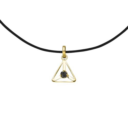 Skielka Designschmuck Rohdiamanten Anhänger Goldschmiedearbeit (Sterling Silber 925 vergoldet) Diamant Anhänger Damen Herren - komplett mit verstellbarem Kautschuk Collier von Skielka Designschmuck
