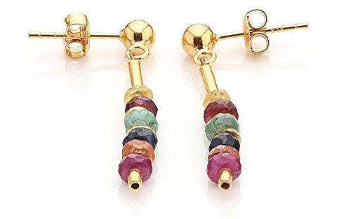 Safir Ohrstecker Goldschmiedearbeit aus Deutschland (Sterling Silber 925) "Multicolor" Saphir Ohrringe - Damenohrringe mit Expertise - Damenohrstecker - Damen Ohrhänger von Skielka Designschmuck