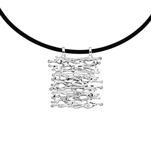 Silber Anhänger Goldschmiedearbeit aus Deutschland (Sterlingsilber 925) inklusive Kautschuk Collier verstellbar mit Verlängerungs-Kettchen von Skielka Designschmuck