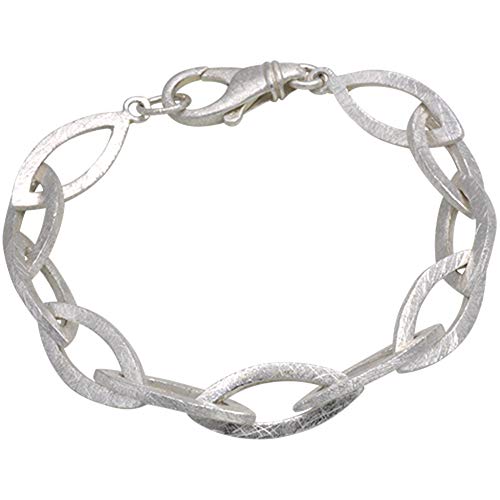 Silberarmband Damen 925 Sterlingsilber • handgefertigt • rhombisch mattiert • 19 cm Länge • anlaufgeschützt • elegantes Design • mit Geschenkbox • Schmuck aus der Goldschmiede von Skielka Designschmuck