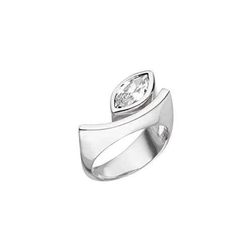 Skielka Designschmuck Silber Ring mit Zirkonia Goldschmiedearbeit (Sterlingsilber 925) - Silberring mit Zirkonia 12x6 mm - Zirkoniaring von Skielka Designschmuck