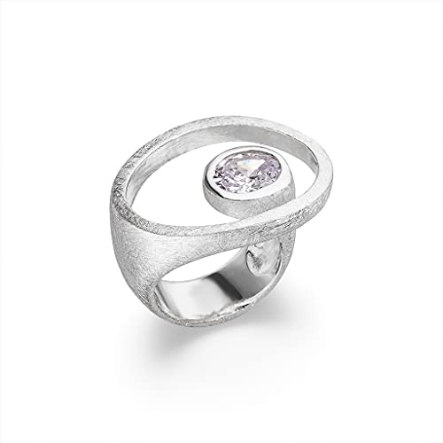 massiver Silberring Goldschmiedearbeit aus Deutschland (Sterling Silber 925) mit Zirkonia Stein ausgefallener extravaganter Damenring von Skielka Designschmuck